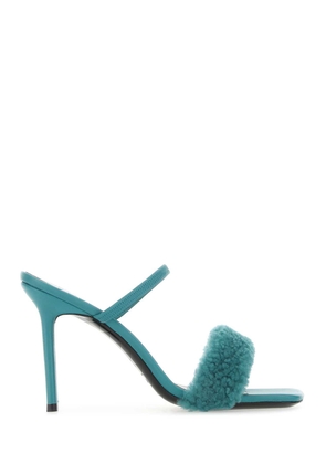 By Far Turquoise Leather Ada Mules