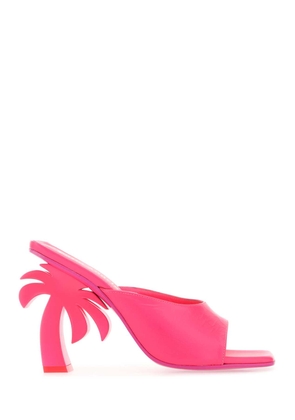 Palm Angels Fluo Pink Leather Mules