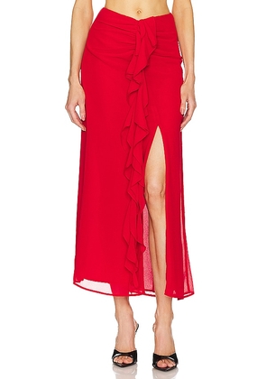 Bardot Akasha Midi Skirt in Red. Size 4, 8.
