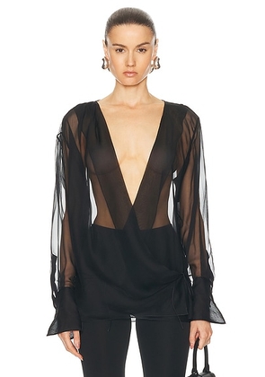 Givenchy Draped Shirt in Black - Black. Size 40 (also in 34, 36, 38).