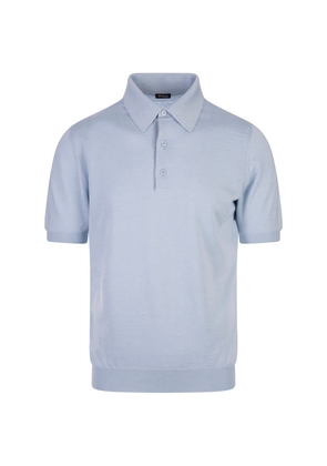 Kiton Sky Blue Knitted Short-Sleeved Polo Shirt