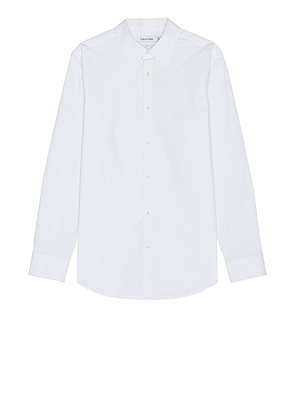 Calvin Klein Solid Stretch Slim Shirt in White. Size M.