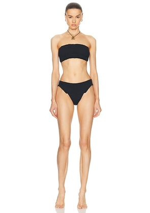 Hunza G Tracey Frill Bikini in Black & Black - Black. Size all.