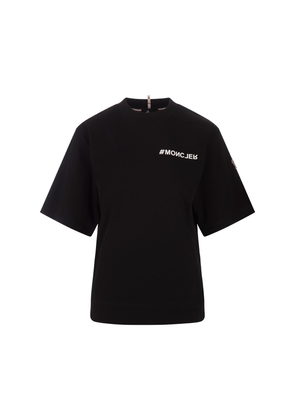 Moncler Grenoble Black T-Shirt With Contrasting Logo