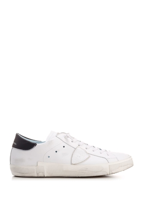 Philippe Model White Prsx Leather Sneakers With Black Heel Tab