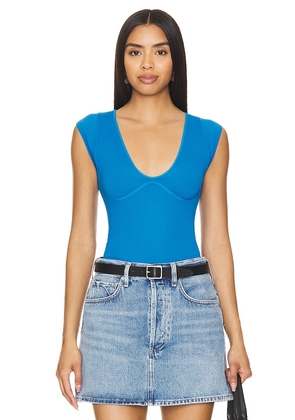 Free People X Intimately FP Meg Seamless Bodysuit In Campanula in Blue. Size M/L, XS/S.