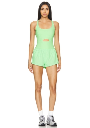 Free People X FP Movement Righteous Runsie In Neon Lime in Green. Size M, S, XL, XS.