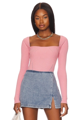 Lovers and Friends Tie Back Fitted Rib Sweater in Pink. Size XL.