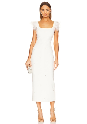 LIKELY Cameron Midi Dress in White. Size 2.