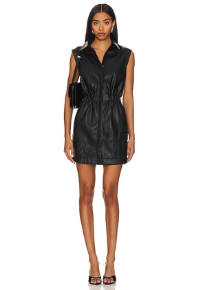 Karina Grimaldi Oliver Leather Mini Dress in Black. Size L, XS.