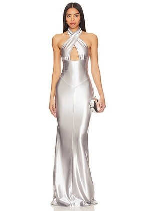 retrofete Charity Dress in Metallic Silver. Size L, M, XS.