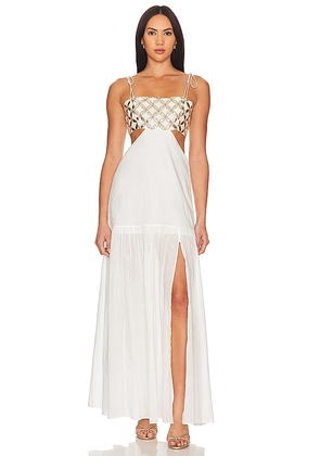 MILLY Cabana Atalia Mirrored Maxi Dress in White. Size M, S.