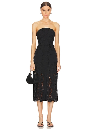 MILLY Adrienne Roja Midi Dress in Black. Size 0, 4, 6, 8.