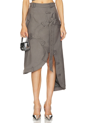 ROKH Asymmetric Belted Skirt in Taupe. Size 34/2, 40/8.
