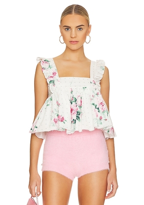 Selkie x REVOLVE The Ruffle Apron Top in White. Size 4X, 5X.