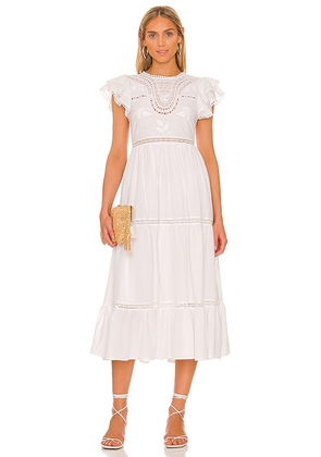 Tularosa Claudette Midi Dress in White. Size S.