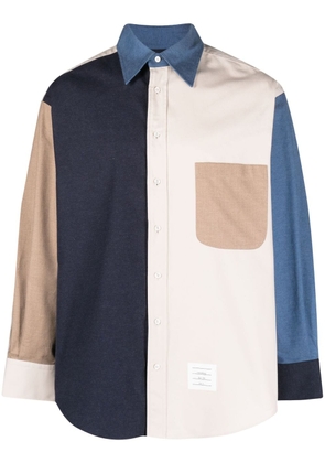 Thom Browne patchwork long-sleeve shirt - Neutrals
