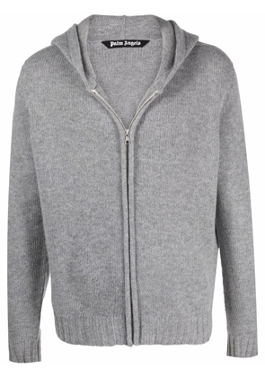 Palm Angels intarsia-logo zip-up hoodie - Grey