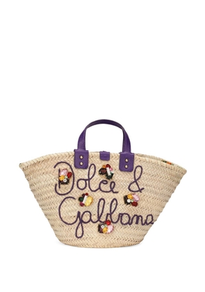 Dolce & Gabbana Kendra embroidered woven basket bag - Neutrals