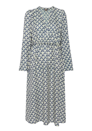 N.Peal printed cashmere-silk dress - Blue