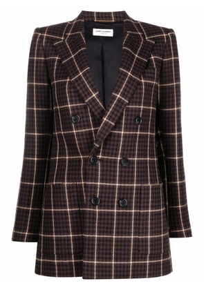 Saint Laurent checked double-breasted blazer - Brown