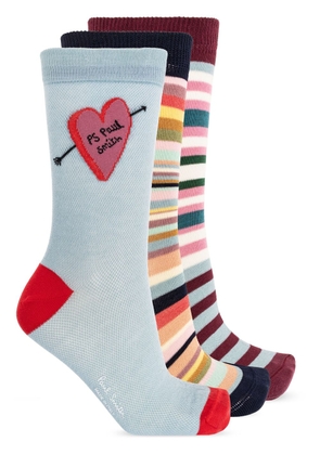 Paul Smith intarsia-knit cotton socks (set of three) - Grey