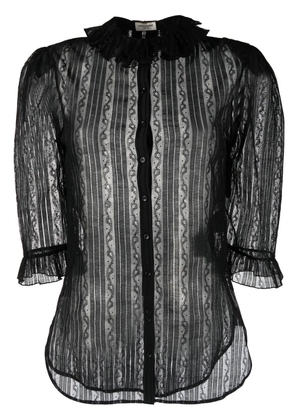 Saint Laurent ruffled lace blouse - Black
