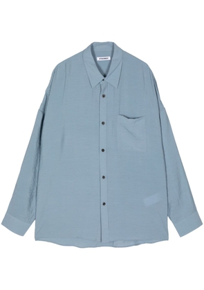 Attachment buttoned-up long-sleeved shirt - Blue
