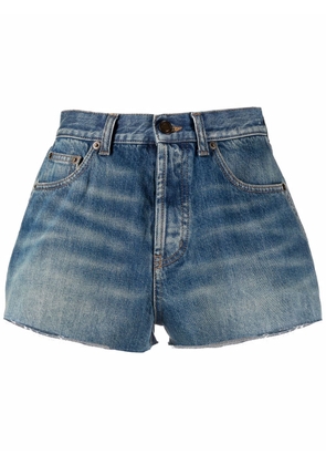 Saint Laurent high-waisted denim shorts - Blue