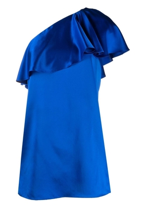 Saint Laurent ruffled one-shoulder dress - Blue
