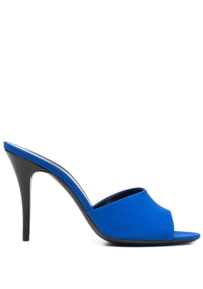 Saint Laurent LA 16 silk heeled mules - Blue