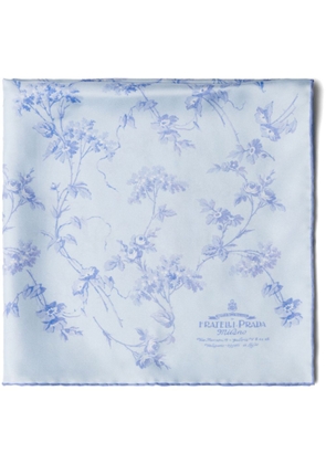 Prada floral-print silk foulard scarf - Blue