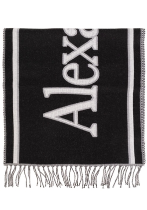 Alexander McQueen logo-print wool scarf - Black