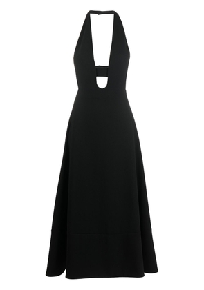 Saint Laurent silk plunge-neck dress - Black