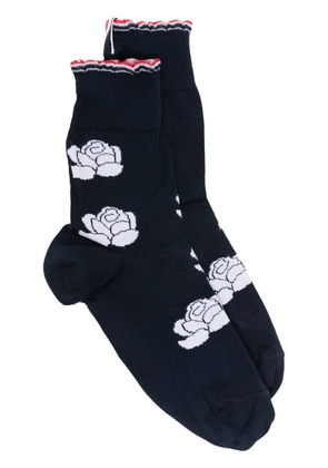 Thom Browne floral-intarsia ankle socks - Blue