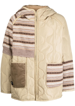 FIVE CM hooded panelled quilted jacket - Brown