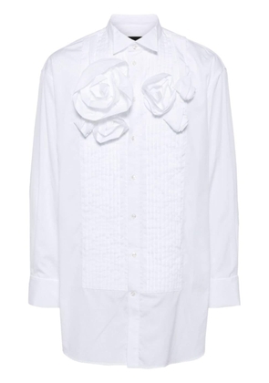 Simone Rocha rose-appliqué poplin cotton shirt - White