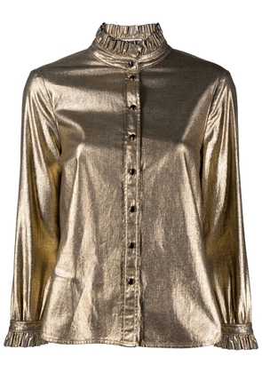 Saint Laurent ruffled collar metallic blouse - Yellow