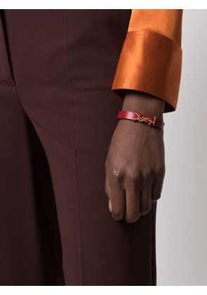 Saint Laurent logo-engraved leather bracelet - Red