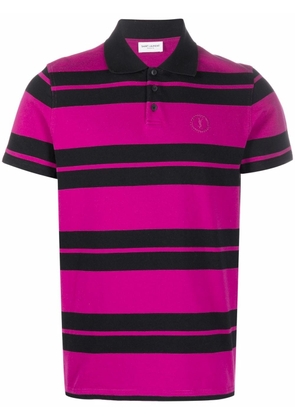 Saint Laurent embroidered-logo polo shirt - Pink