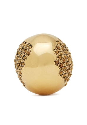 Saint Laurent Rhinestone-edge Egg ring - Gold