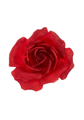 Saint Laurent Rose silk-blend brooch - Red