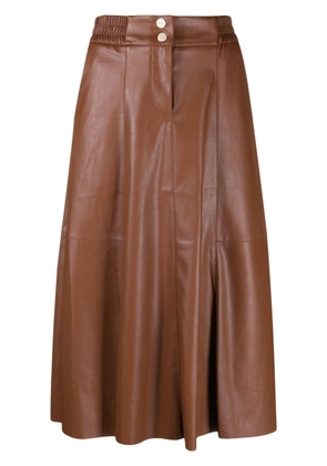 LIU JO faux-leather panelled high-waist skirt - Brown