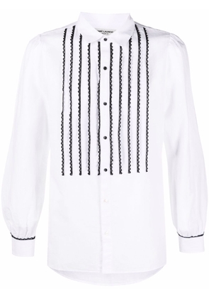 Saint Laurent contrasting lace-detail shirt - White