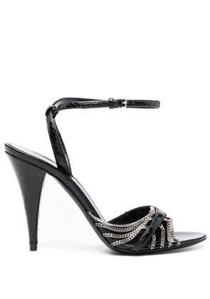 Saint Laurent crocodile-effect 110mm chain-embellishes sandals - Black