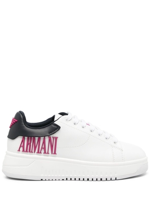 Emporio Armani logo-appliqué leather sneakers - White
