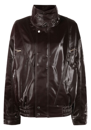 Rejina Pyo high-neck faux-leather jacket - Brown