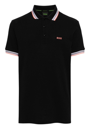 BOSS logo-embroidered polo shirt - Black