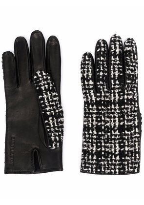 Saint Laurent tweed-panel gloves - Black