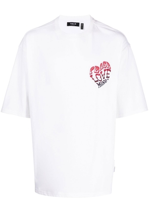 FIVE CM heart logo-embroidered T-shirt - White